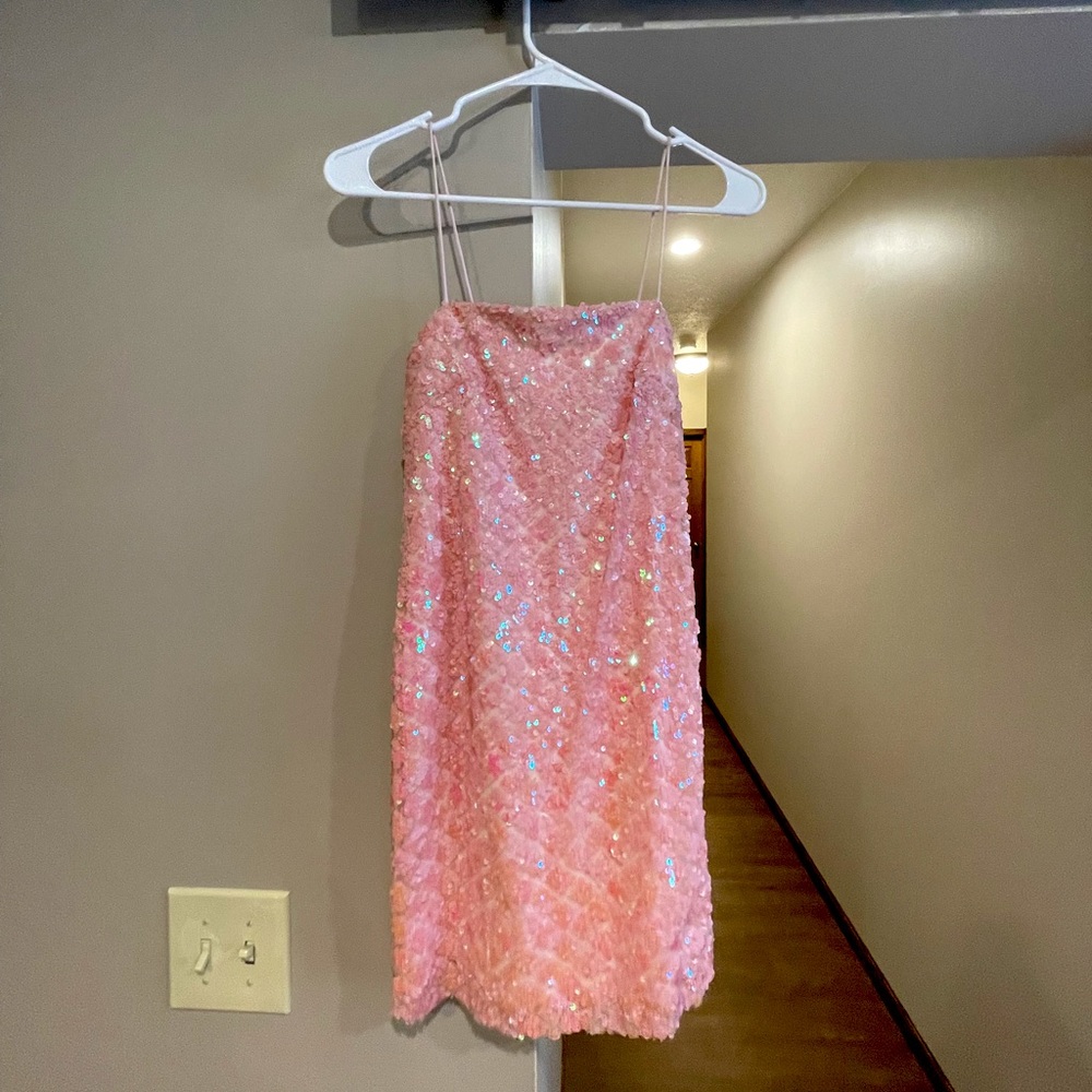 Pink Sequin Bodycon Dress